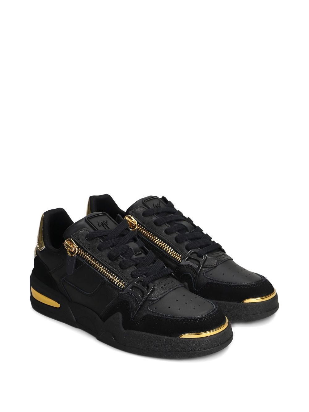 zip-detail leather sneakers - 2