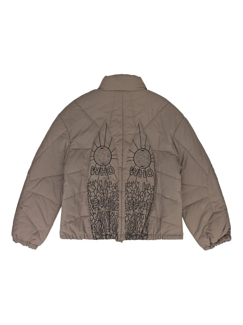 WHO DECIDES WAR embroidered padded jacket outlook