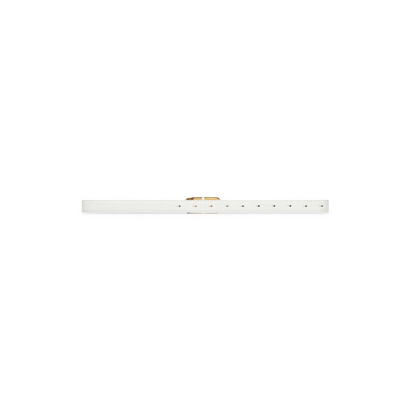 BALENCIAGA Women's Bb Hourglass Thin Belt Crocodile Embossed in White outlook