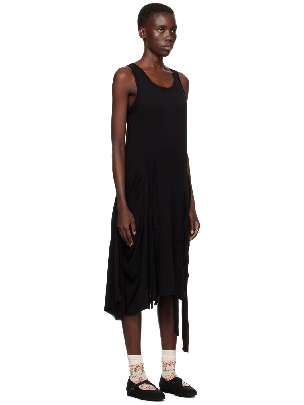 Black Drawstring Midi Dress - 2