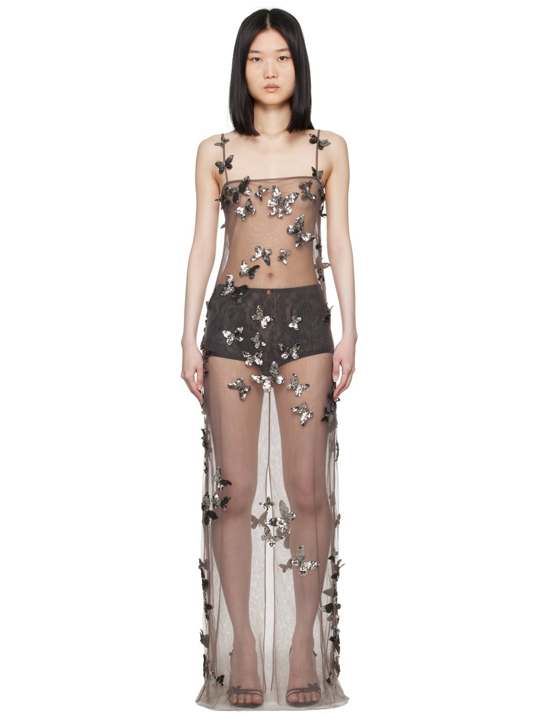 Gray Sequinned Maxi Dress - 1
