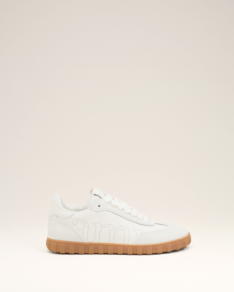 WHITE COWHIDE LEATHER STEP SNEAKERS 1