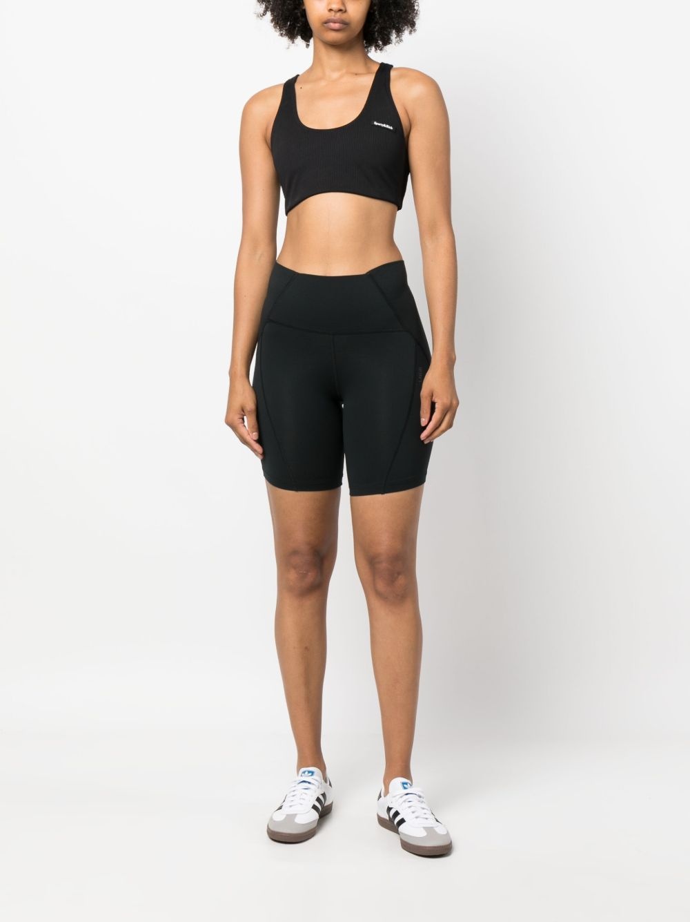 Serif logo-patch ribbed bra - 2
