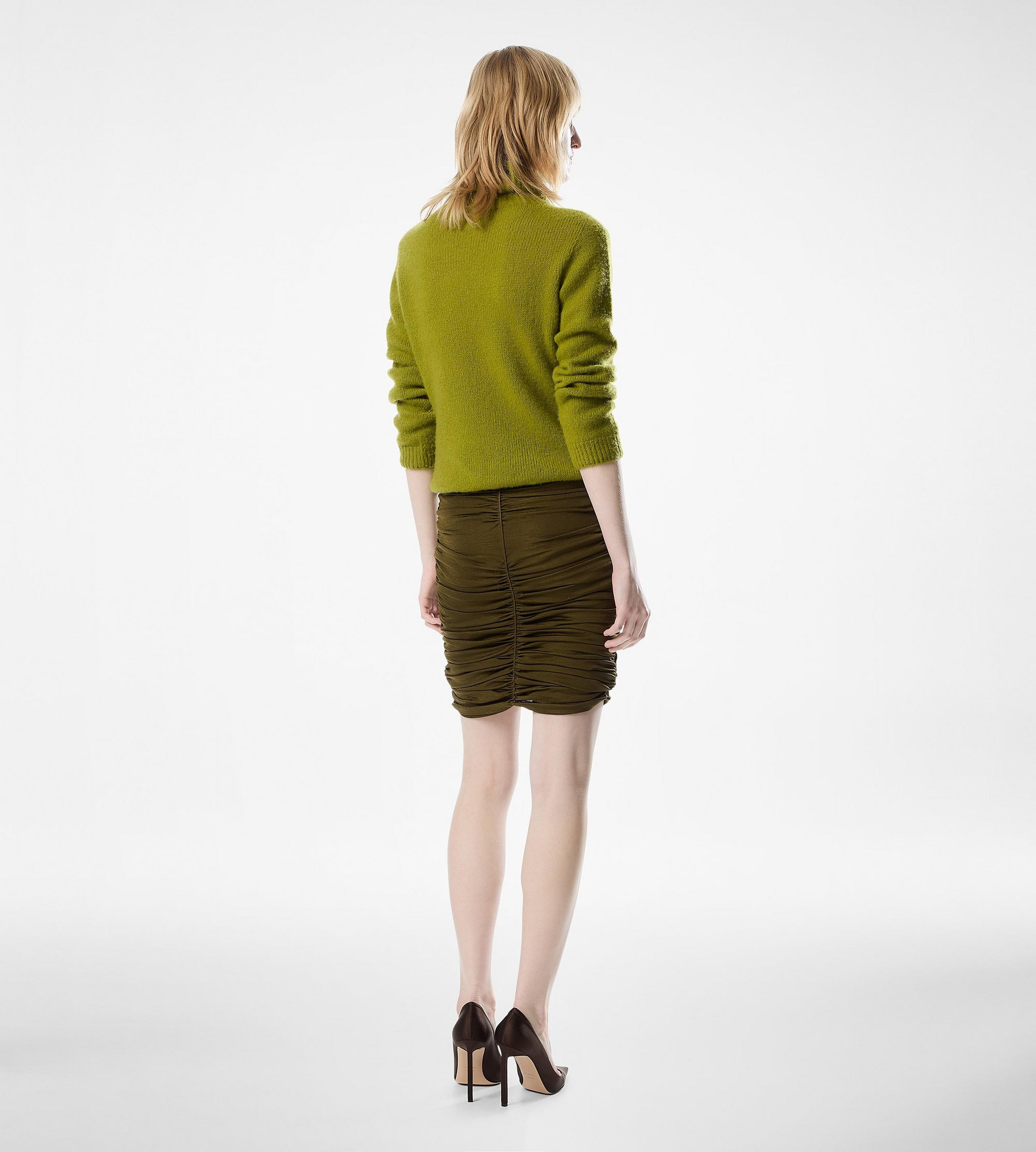 ABOVE THE KNEE GATHERED SILK SKIRT - 3