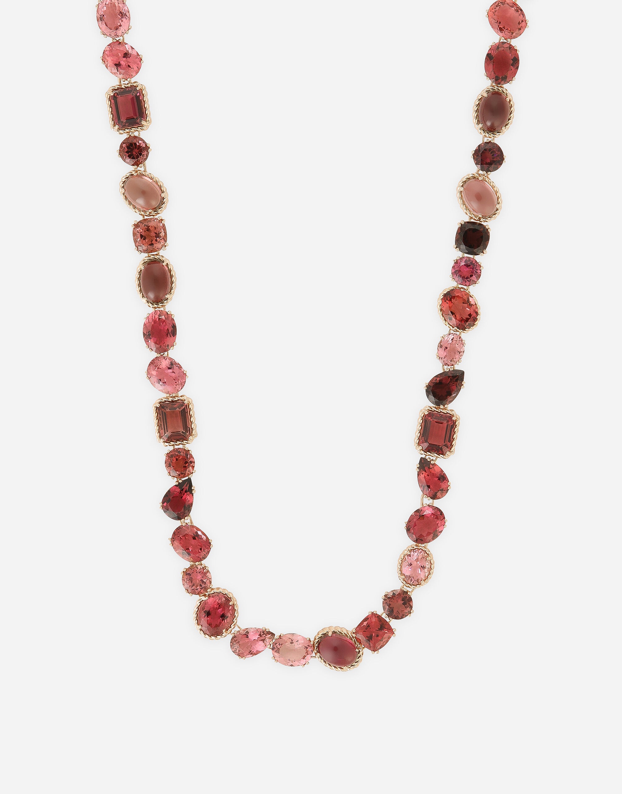 Rainbow Necklace 18 carat red gold and pink tourmalines - 3