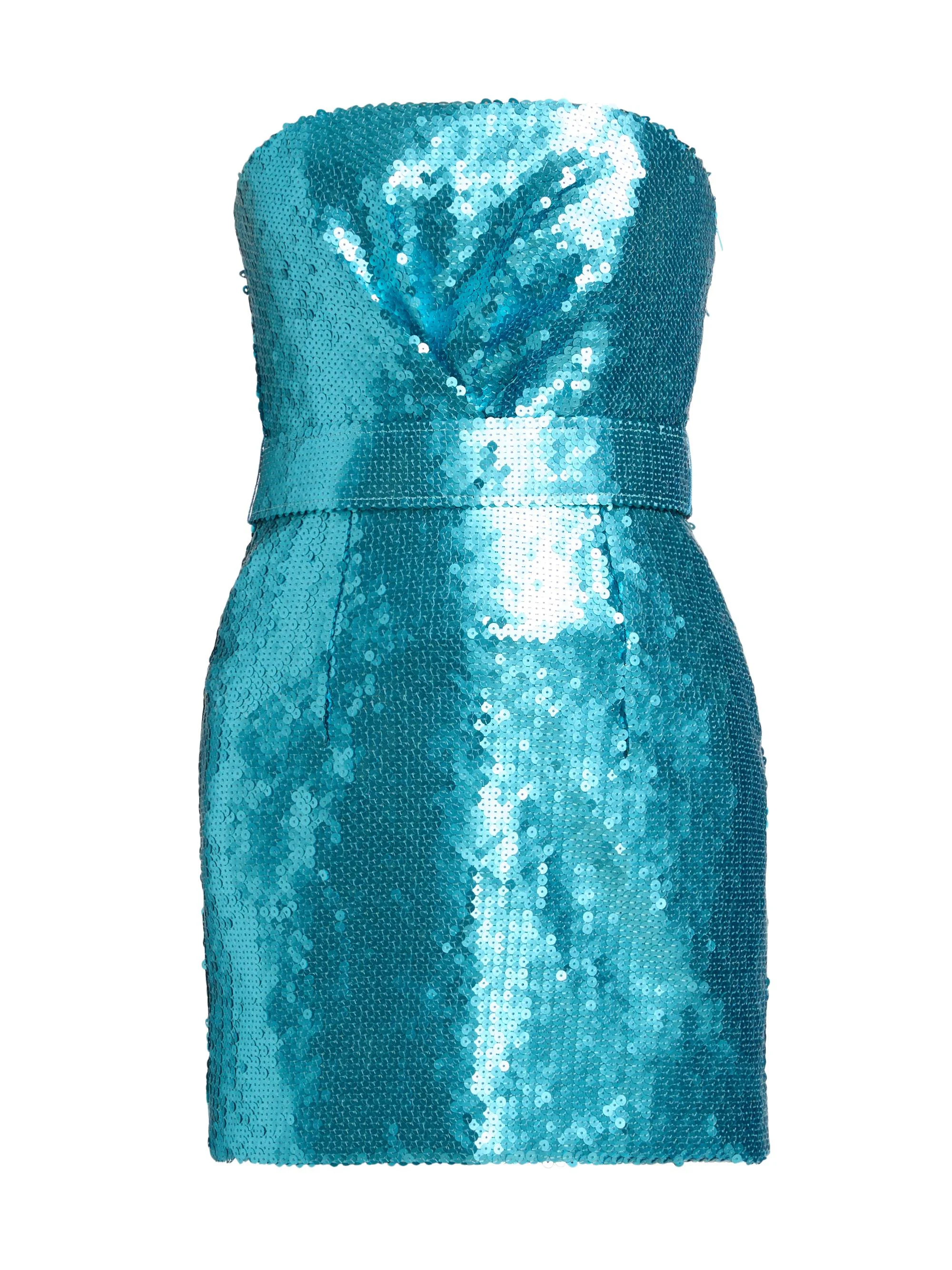 Women's Cloe Bandeau Sequined Minidress - Cerulean - 1