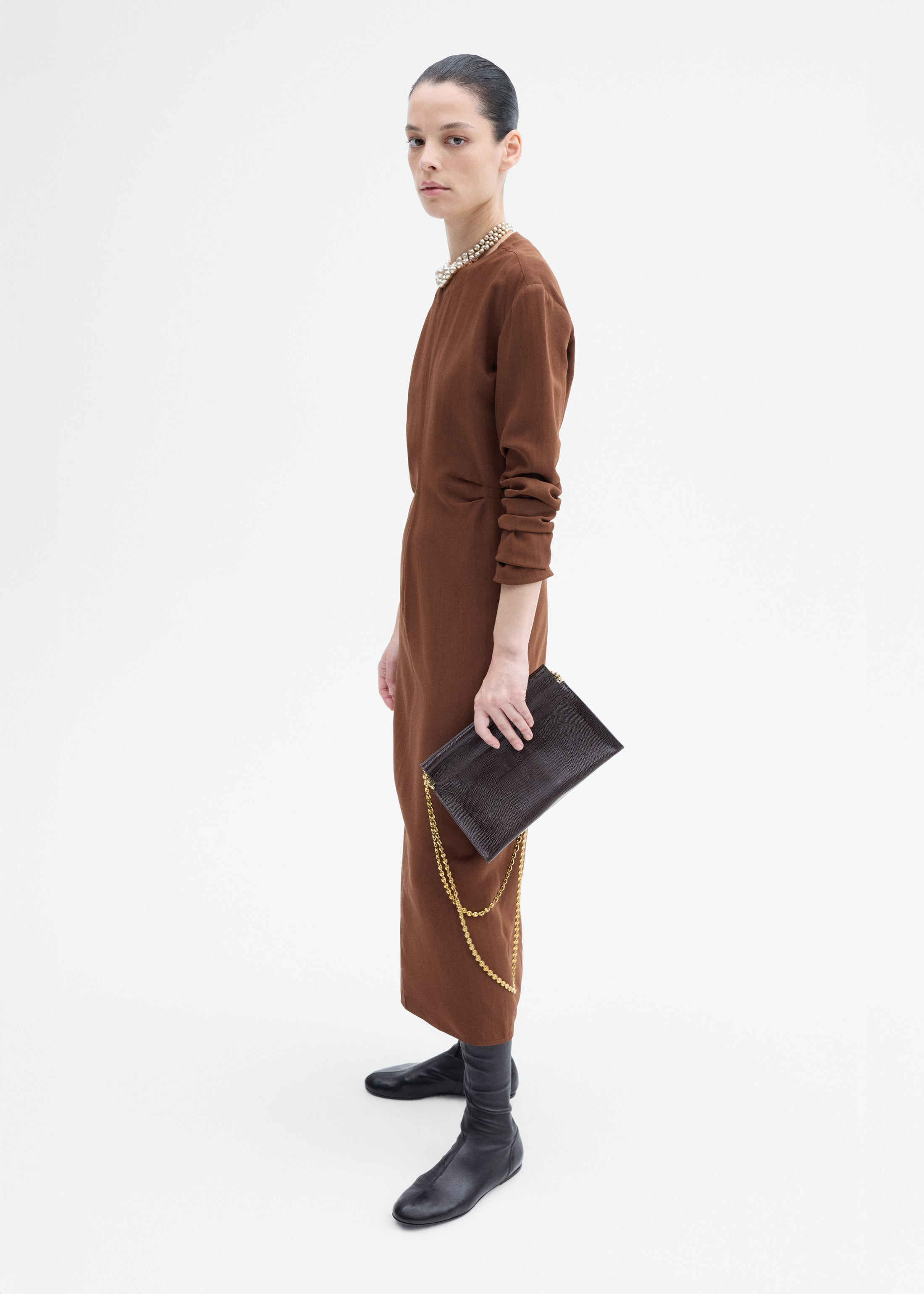 Keyhole Dress in Viscose Wool - 3