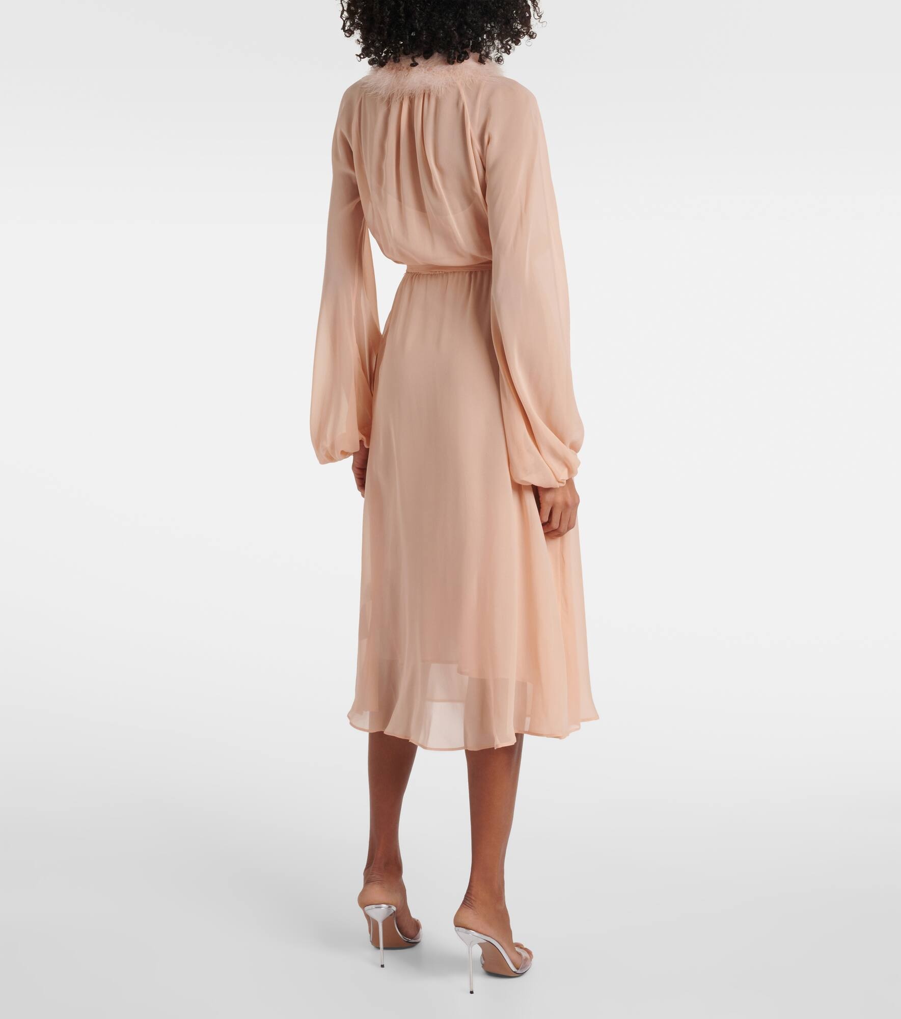 Georg feather-trimmed midi dress - 3