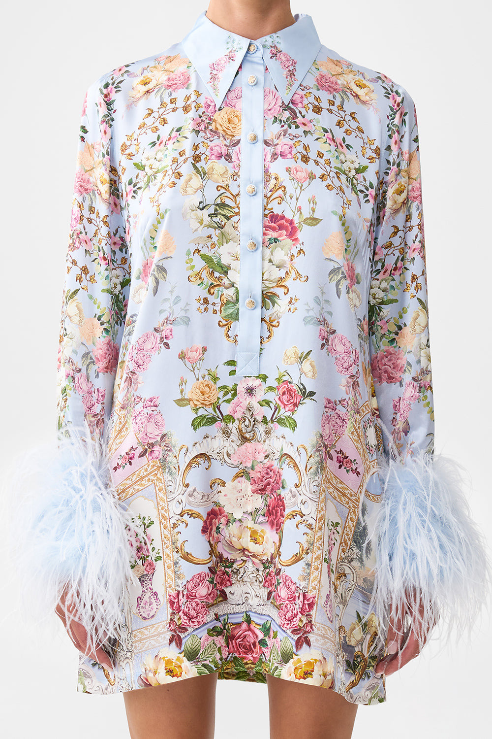 MINI SHIRT DRESS WITH FEATHERS - 6