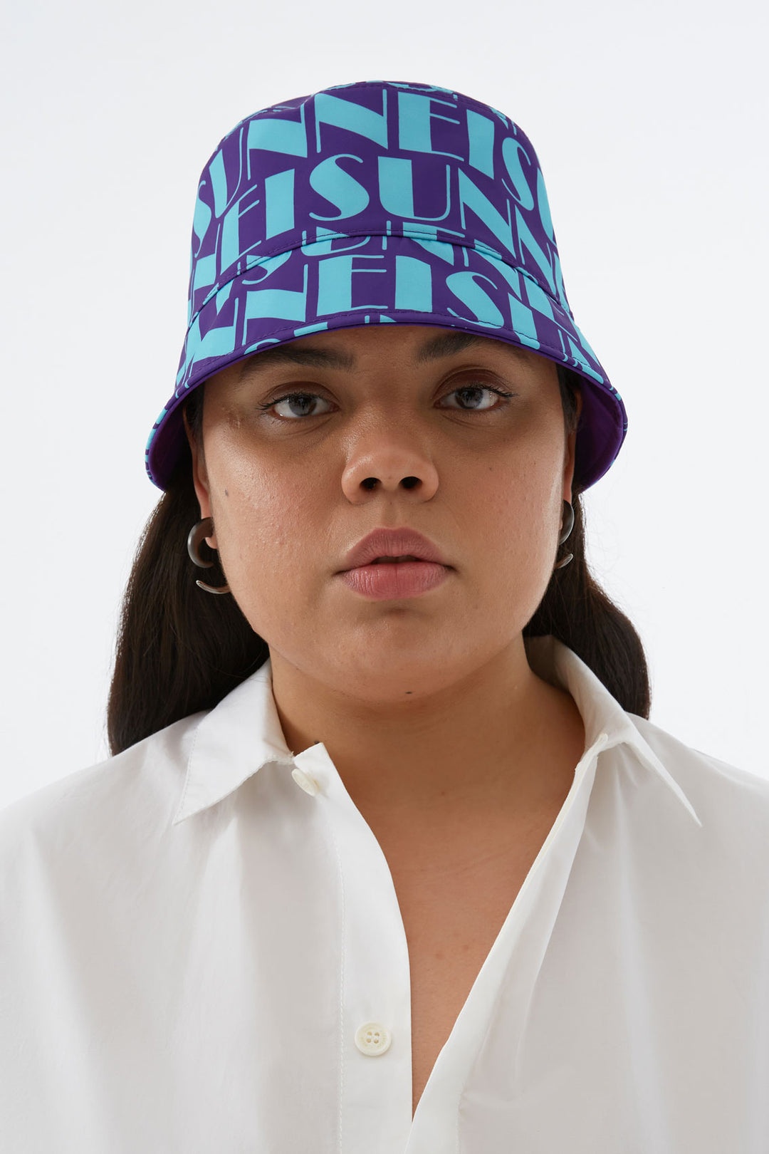 REVERSIBLE AZURE & PURPLE LOGO BUCKET HAT - 5