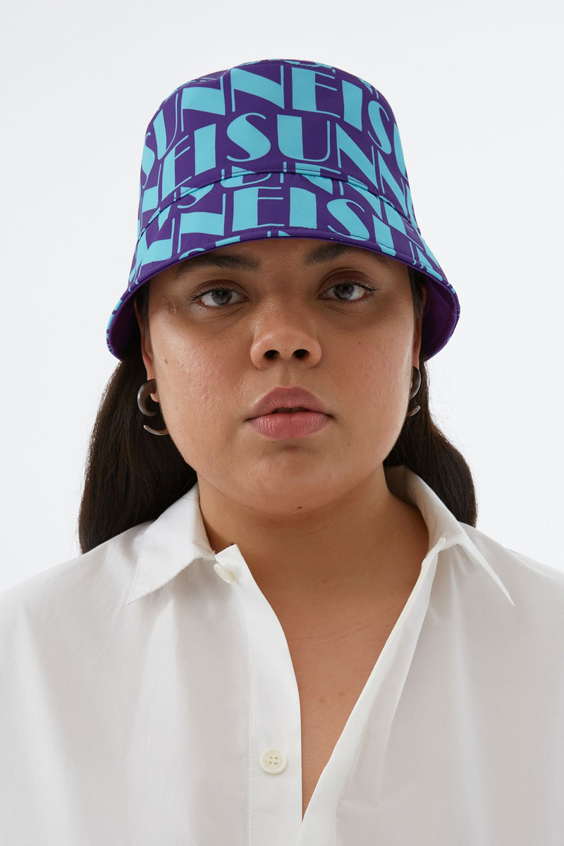 REVERSIBLE AZURE & PURPLE LOGO BUCKET HAT 5
