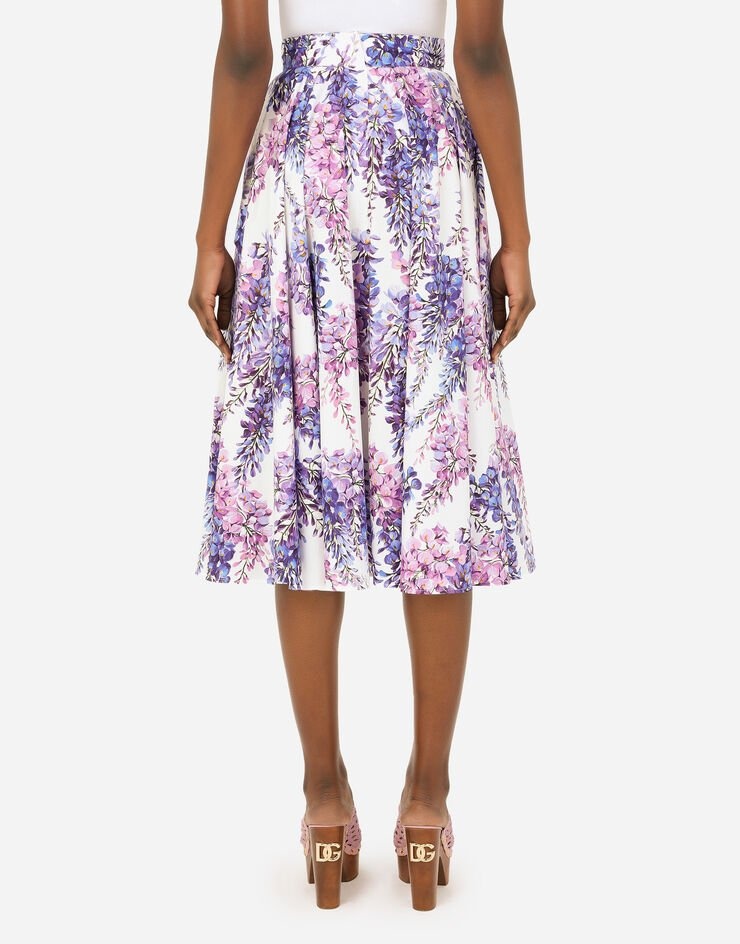 Wisteria-print poplin midi skirt - 2