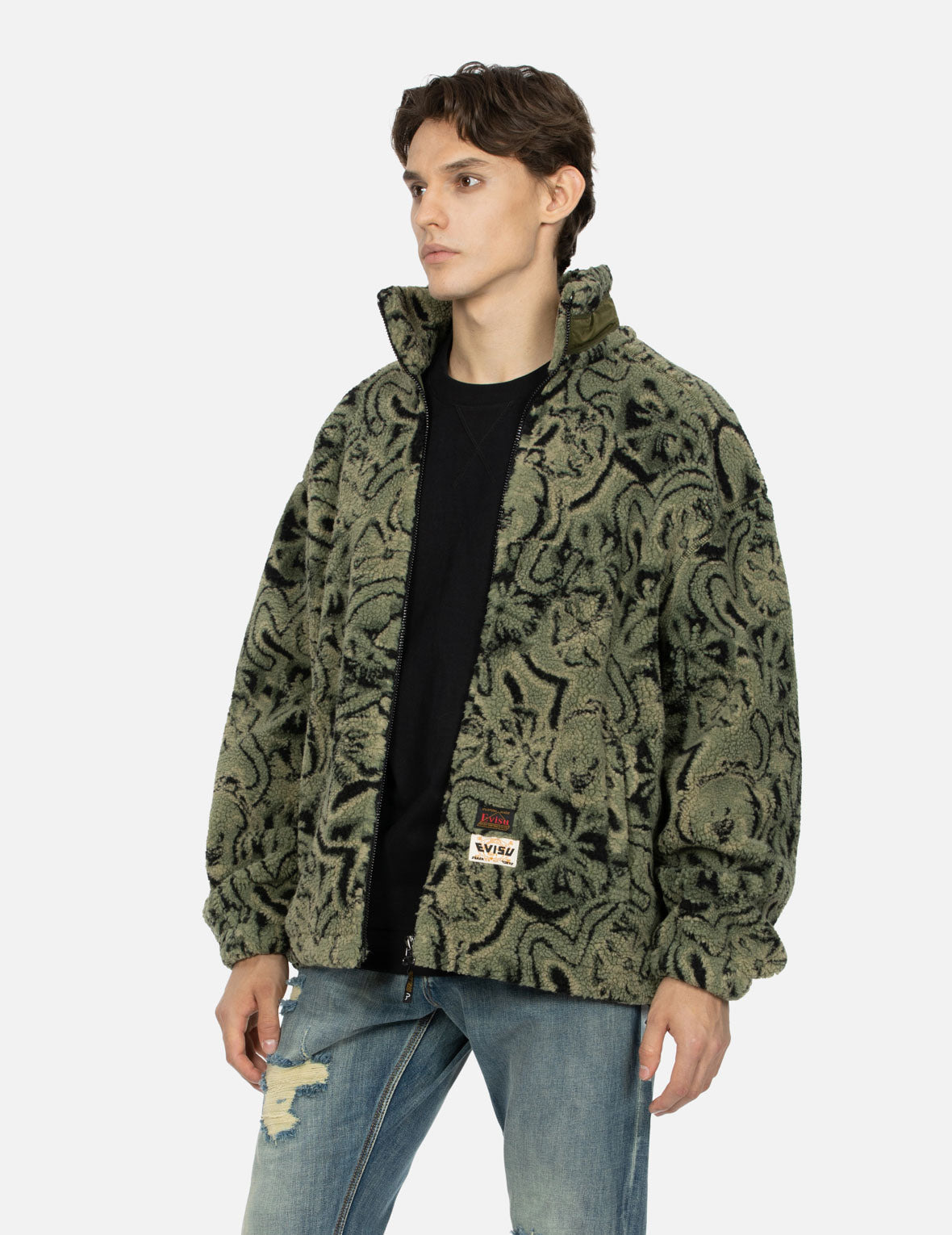 ALLOVER SEAGULL AND KAMON JACQUARD LOOSE FIT SHERPA JACKET - 7