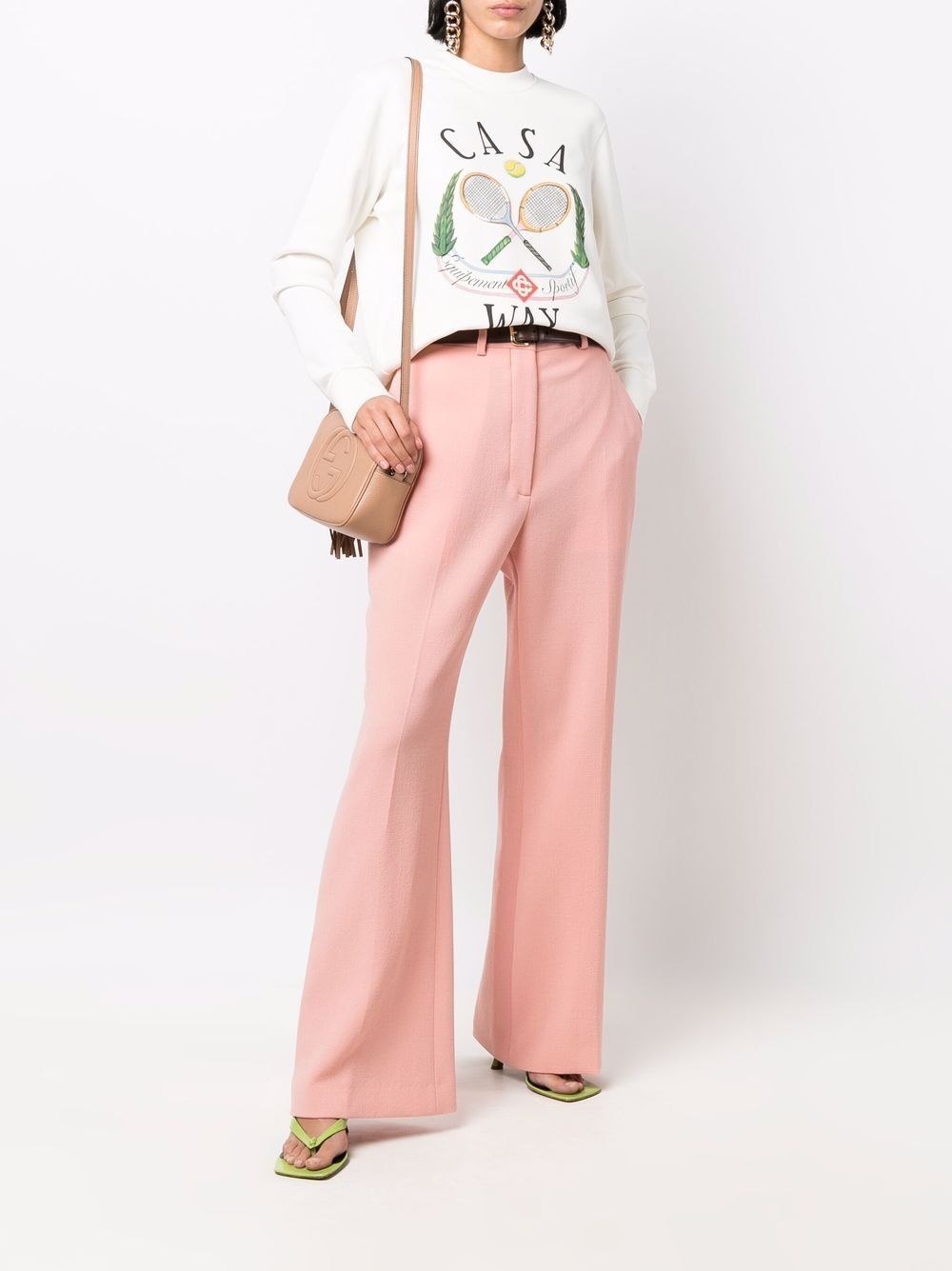 high-waisted merino flared trousers - 2