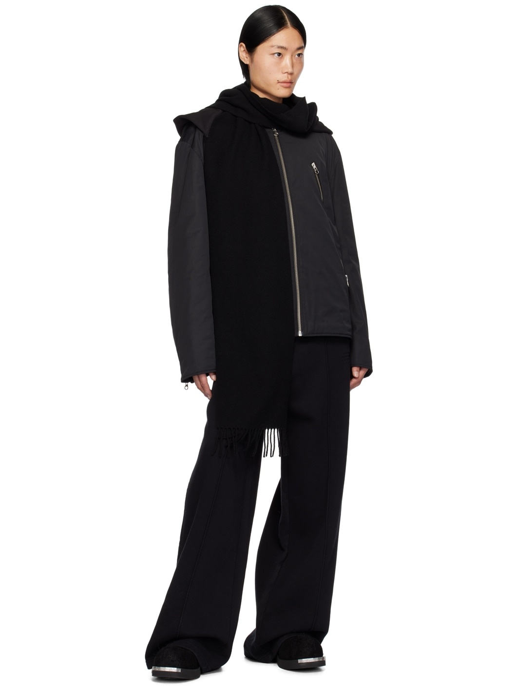 Black Hooded Bomber Jacket - 5