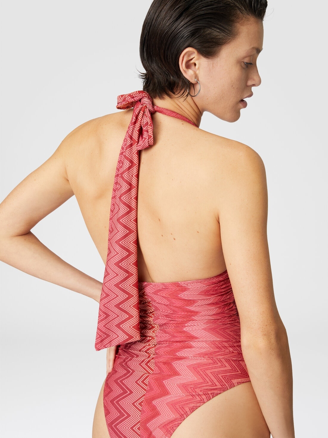 One-piece swimsuit in stretch nylon zig zag lamé - 5