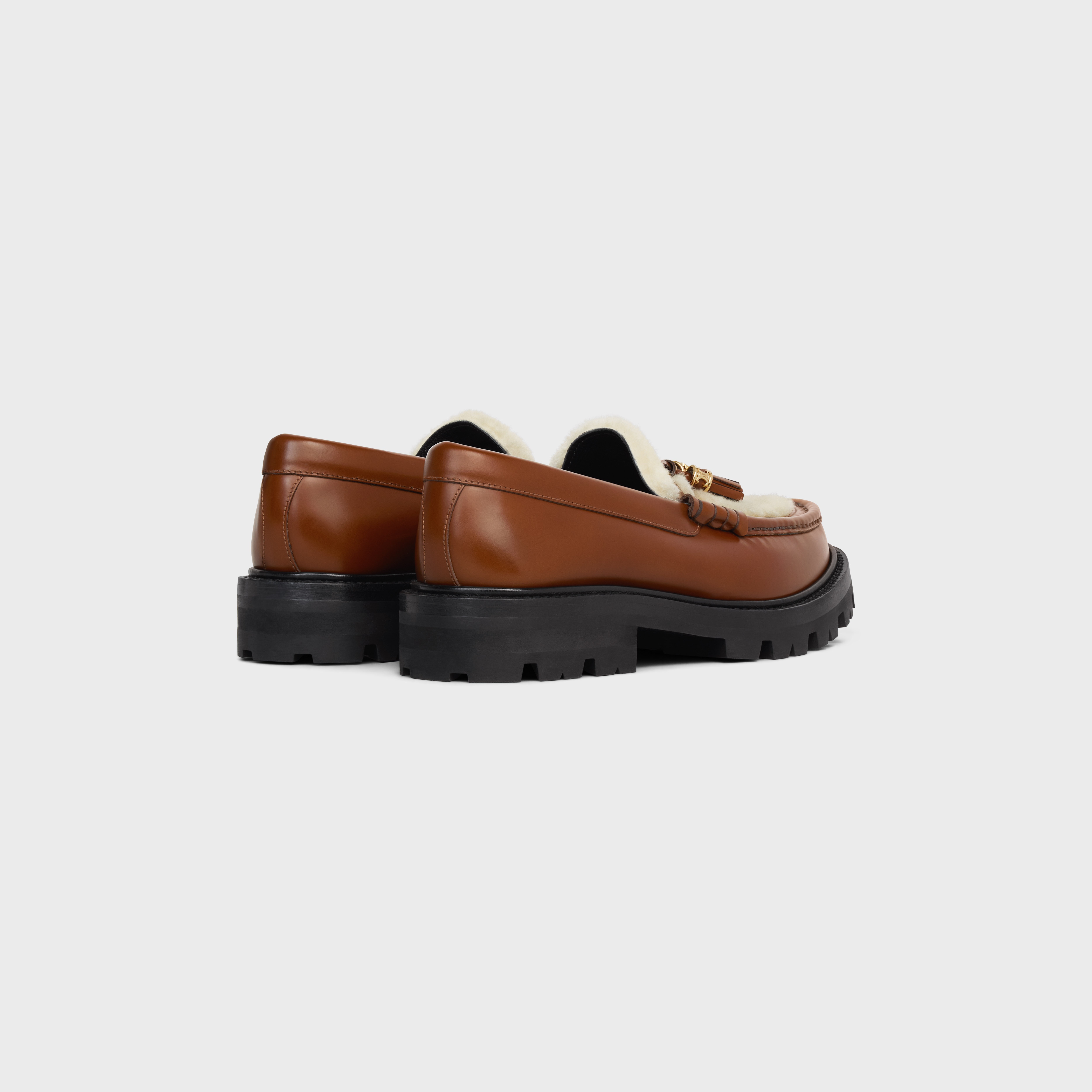 CELINE MARGARET LOAFER WITH TASSELS in POLISHED BULL & SHEARLING - 3