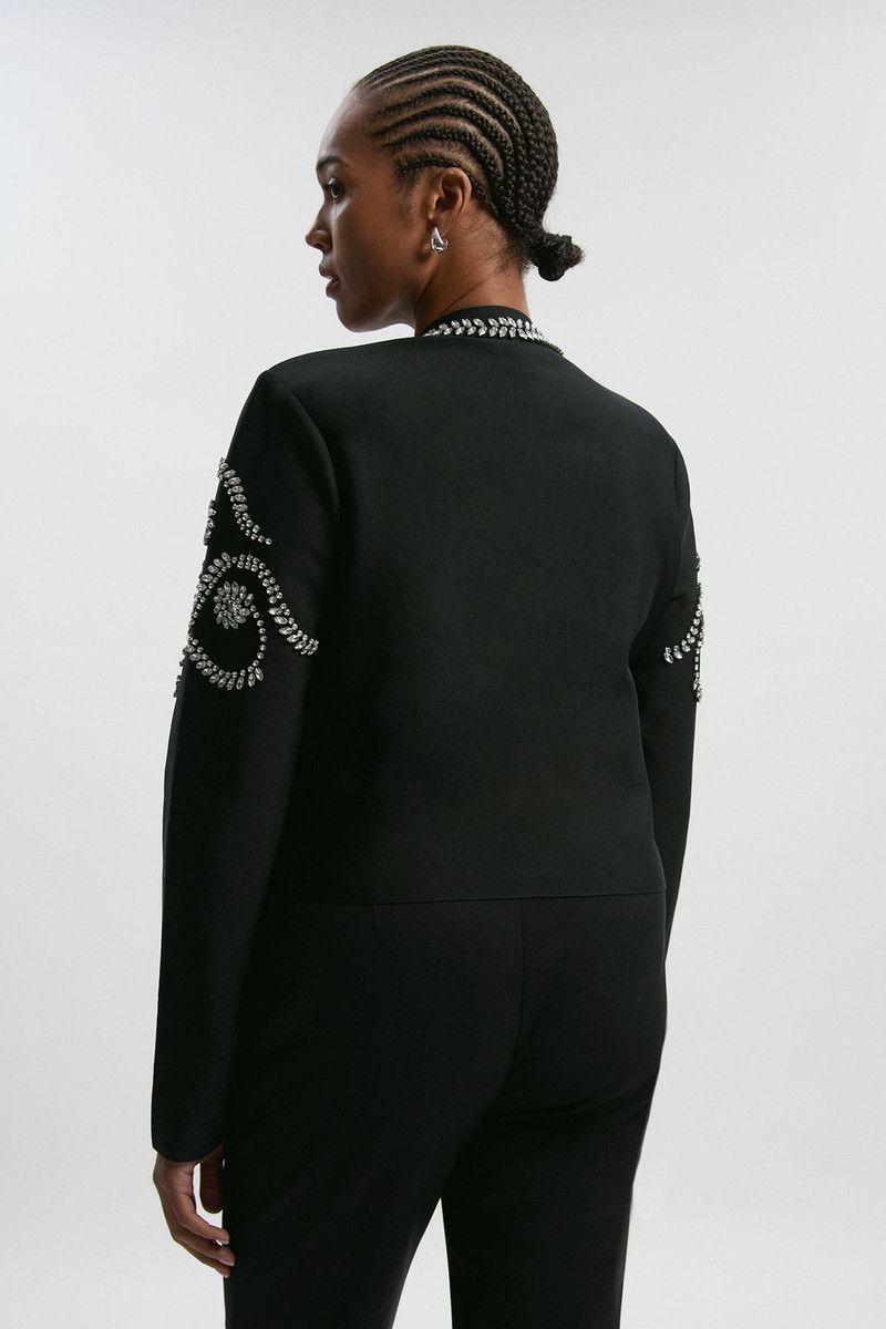 Plus Size Figure Form Bandage Embellished Knit Jacket 5