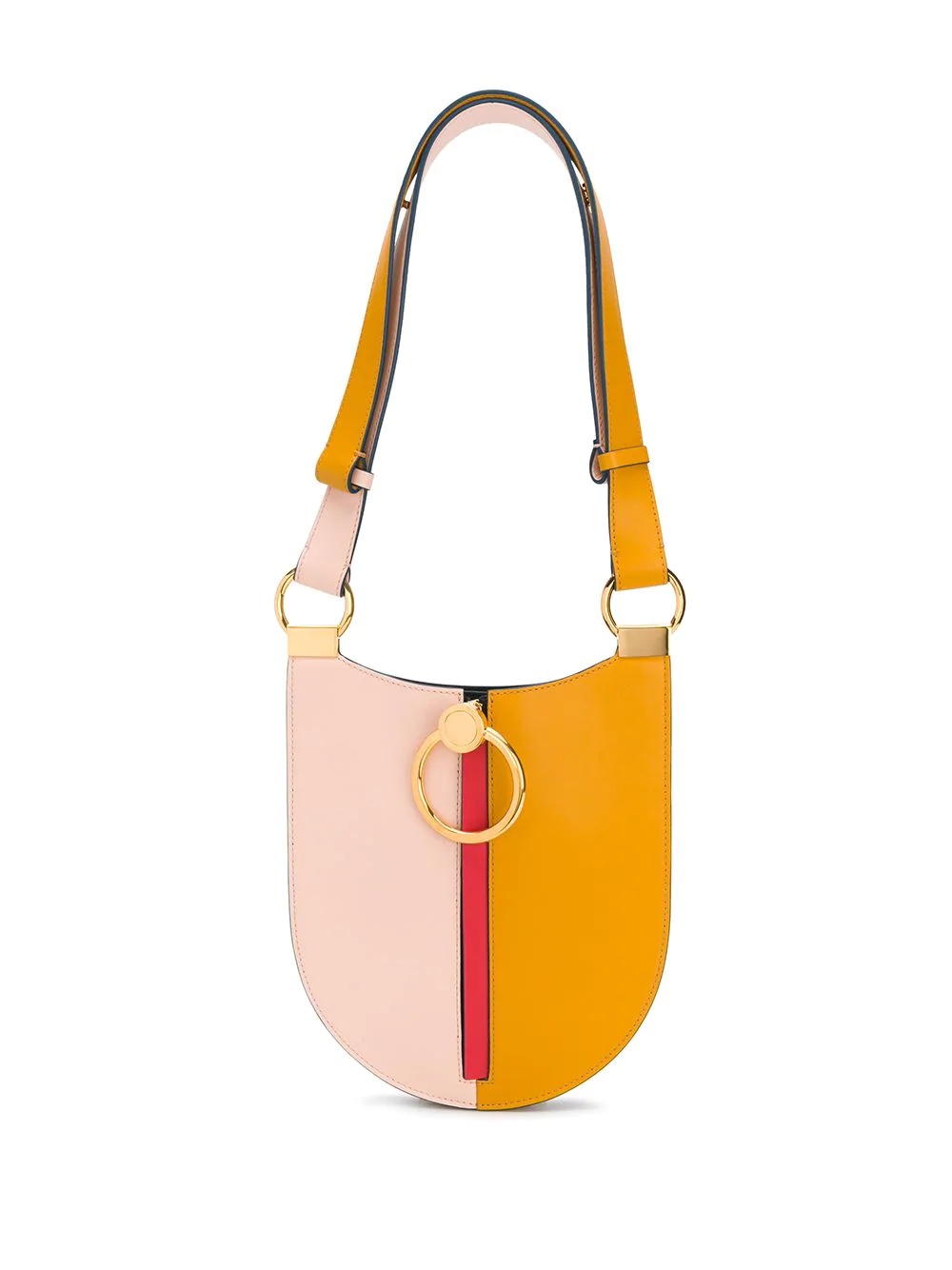 colour block pocket leather shoulder bag - 1