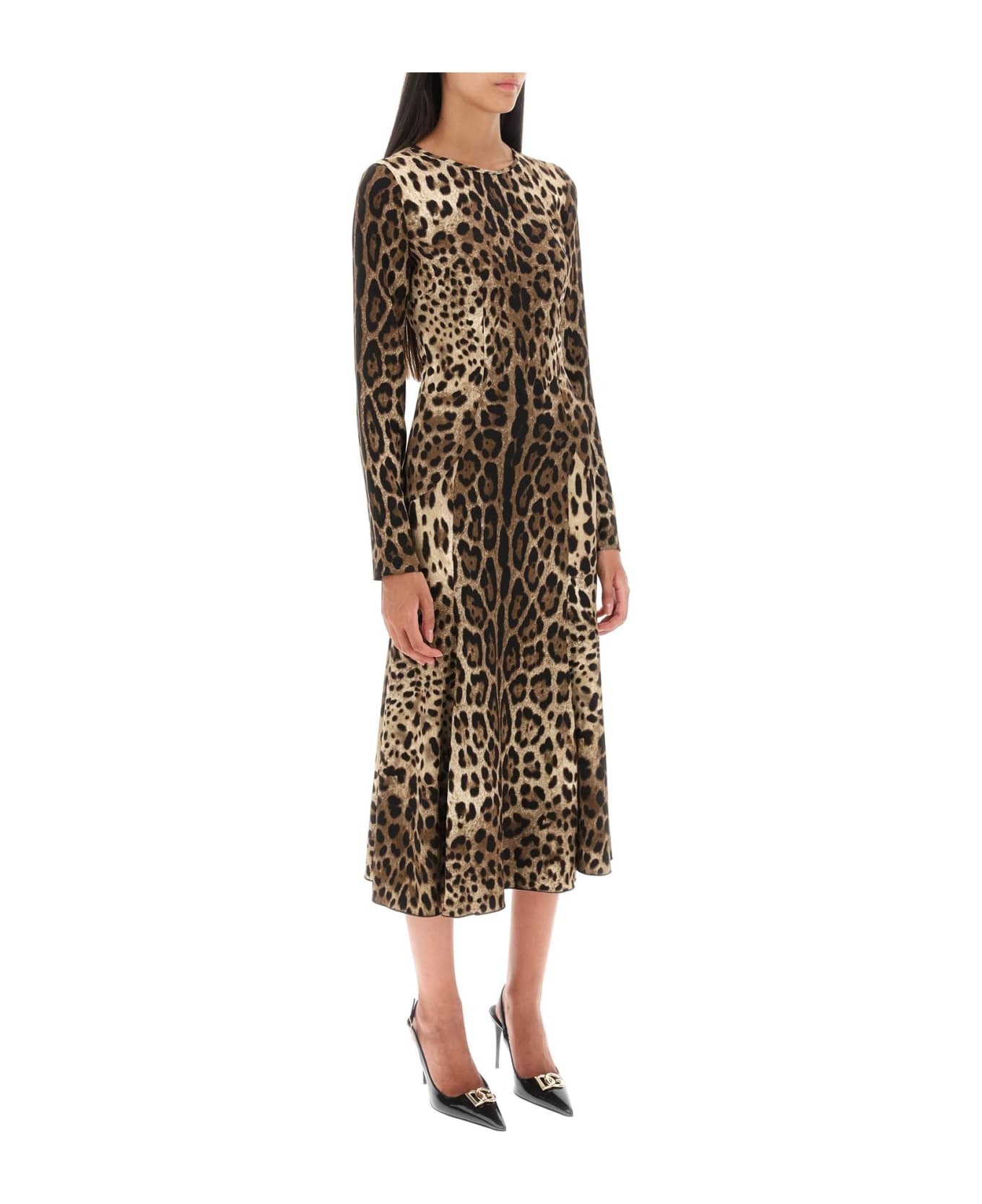Leopard Print Viscose Midi Dress - 2