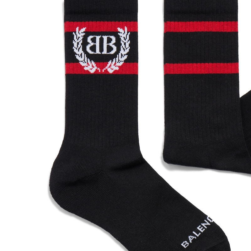 BALENCIAGA Laurel Classic Socks in Black/red outlook