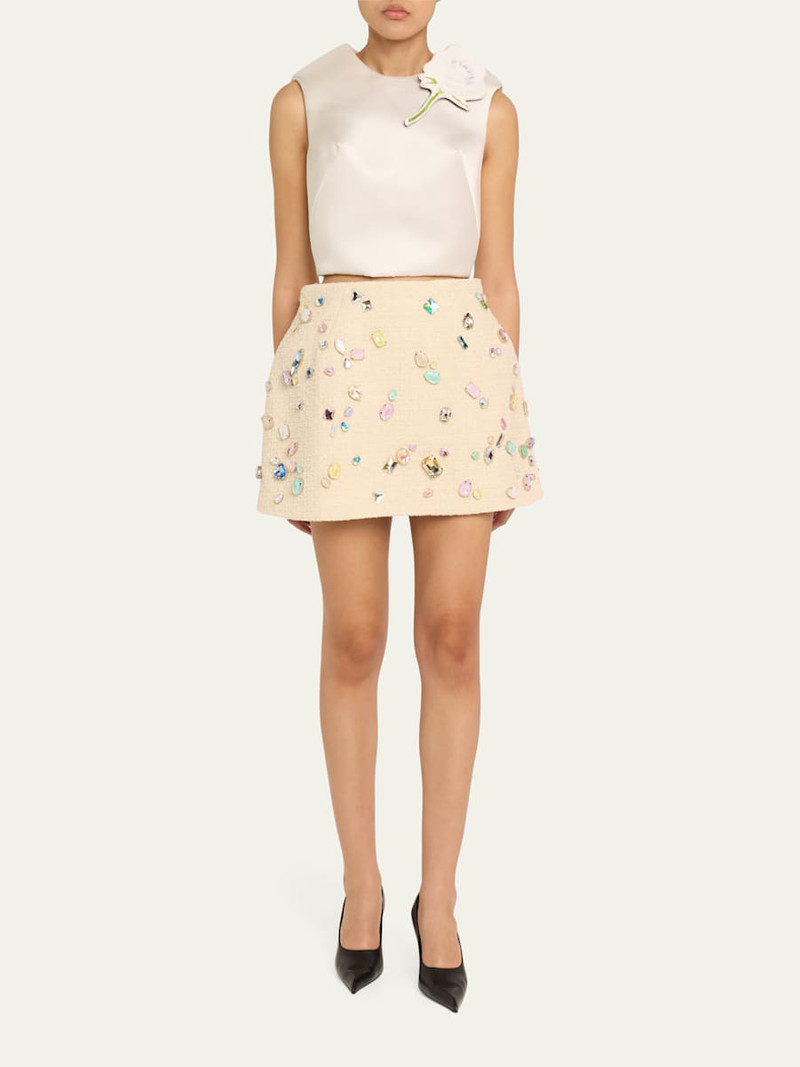 Marc Jacobs Floral Brooch Cropped Silk Shell Top outlook