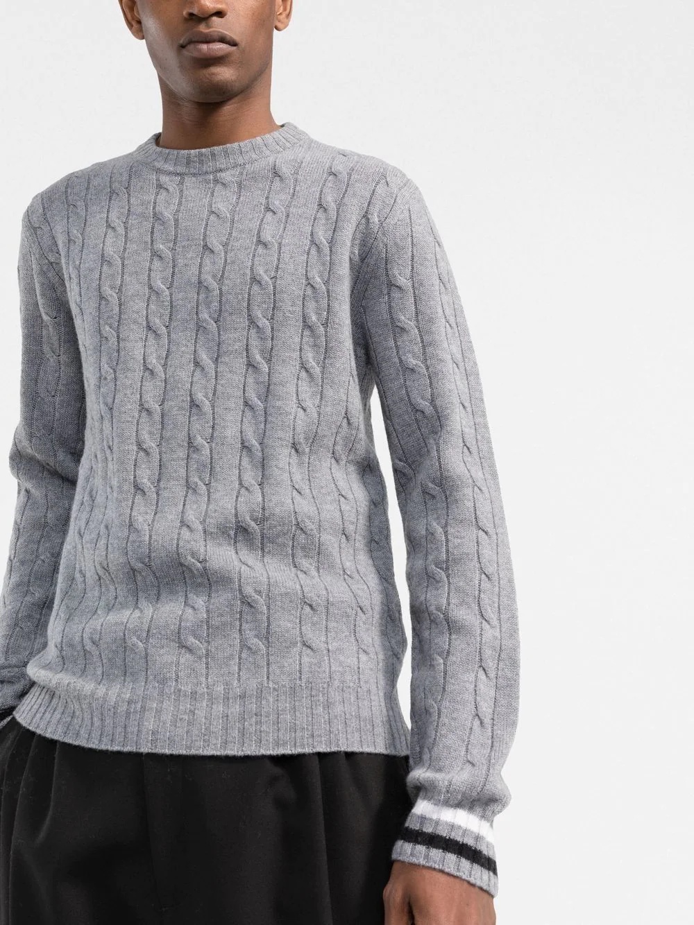 logo cable-knit crew-neck jumper - 3