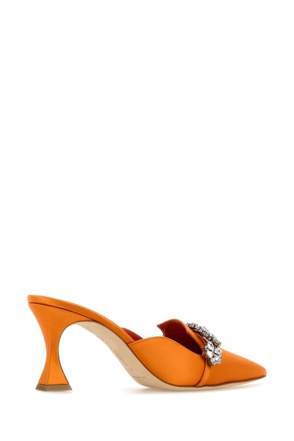 Orange satin Permu mules - 3