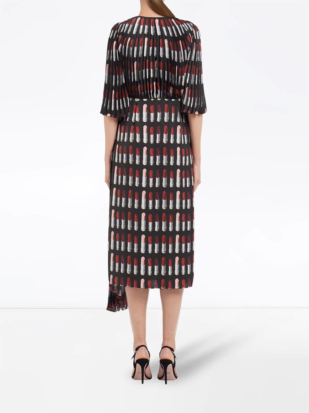 lipstick print twill dress - 4