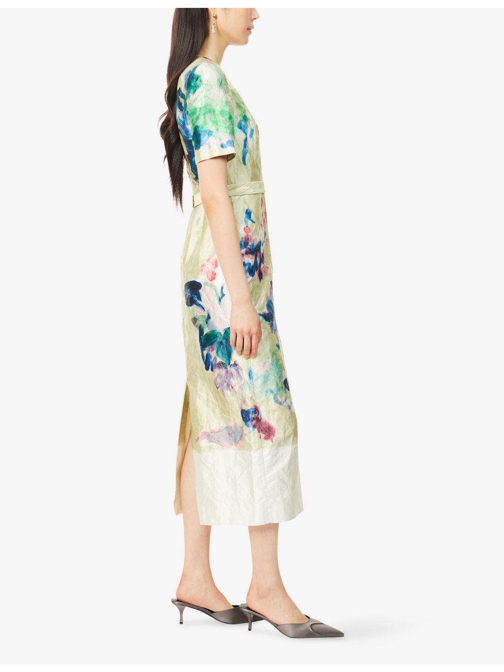Floral Short-Sleeves Woven Midi Dress - 3