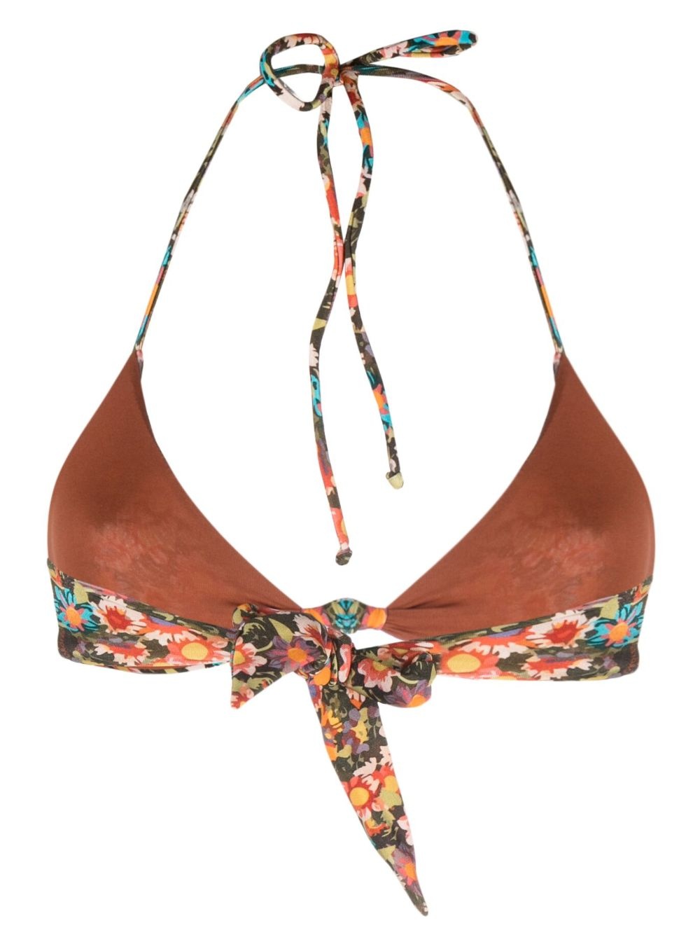 floral-print halterneck bikini top - 2
