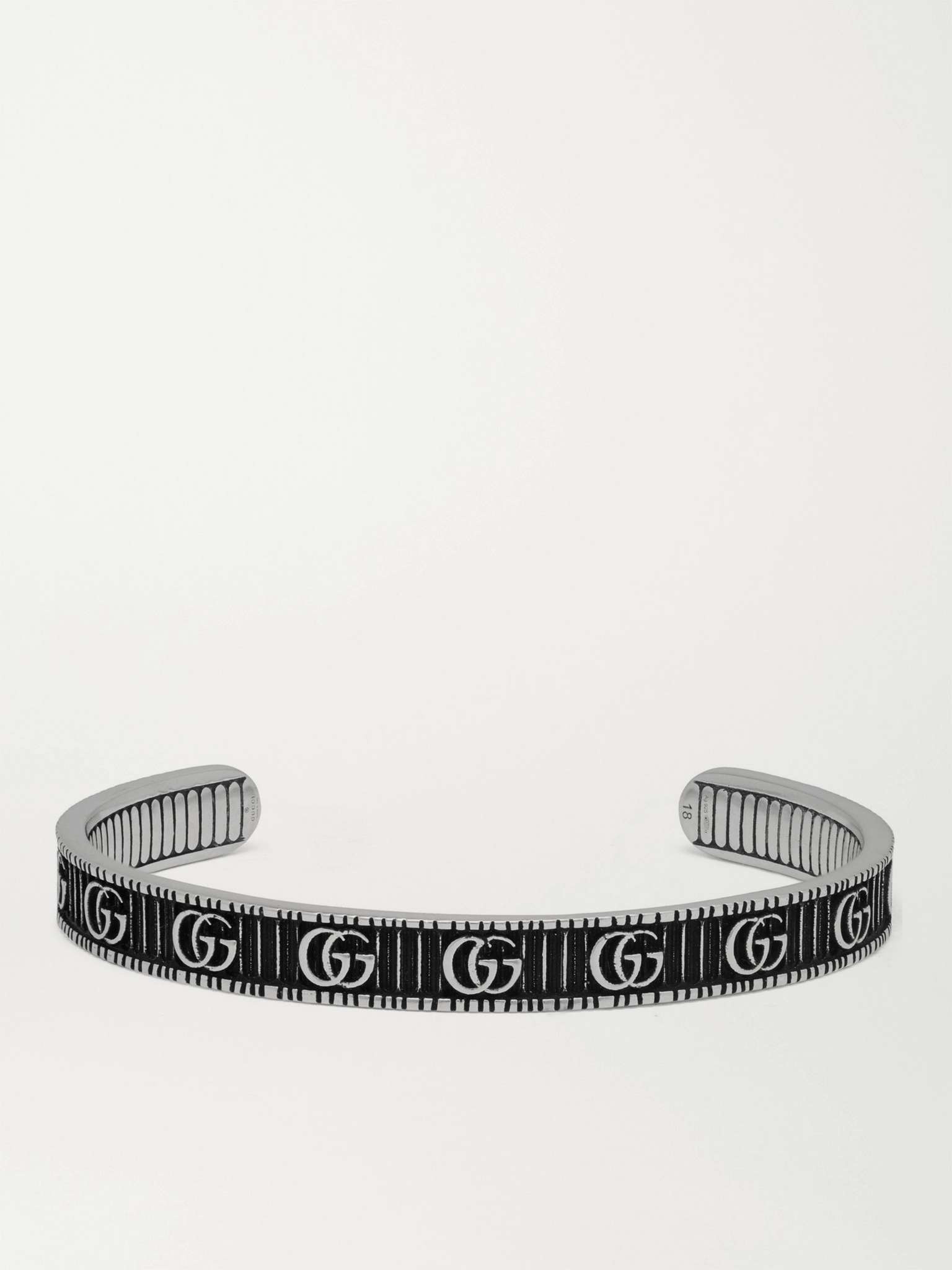 GG Marmont Logo-Embossed Silver-Tone Cuff - 1