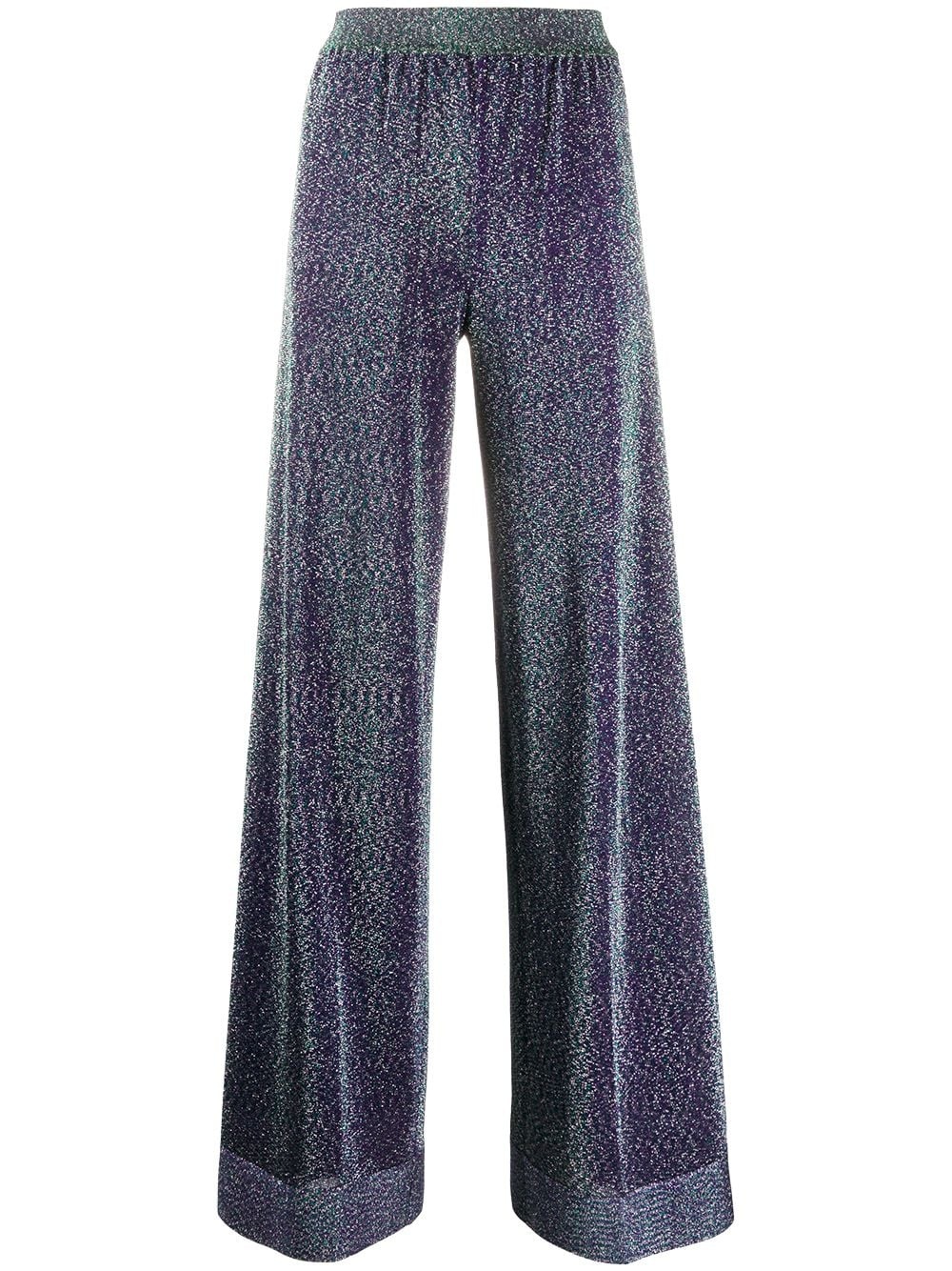 high-rise wide-leg knit trousers - 1