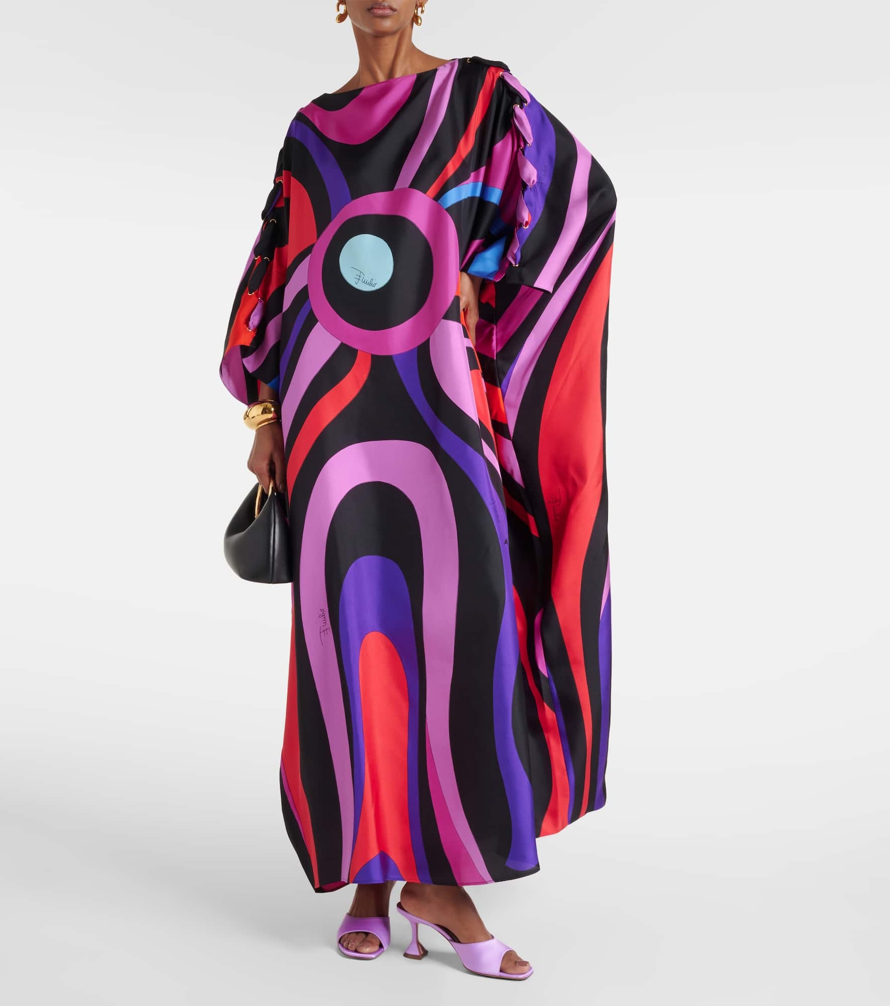 Marmo-print silk twill kaftan - 2