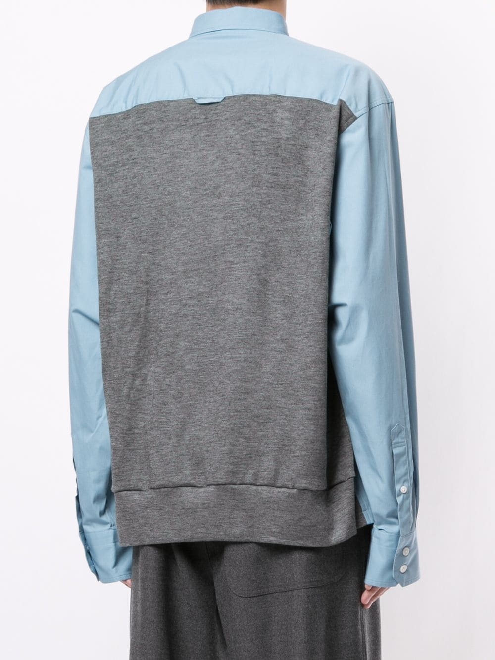 contrast-panel long sleeve shirt - 4