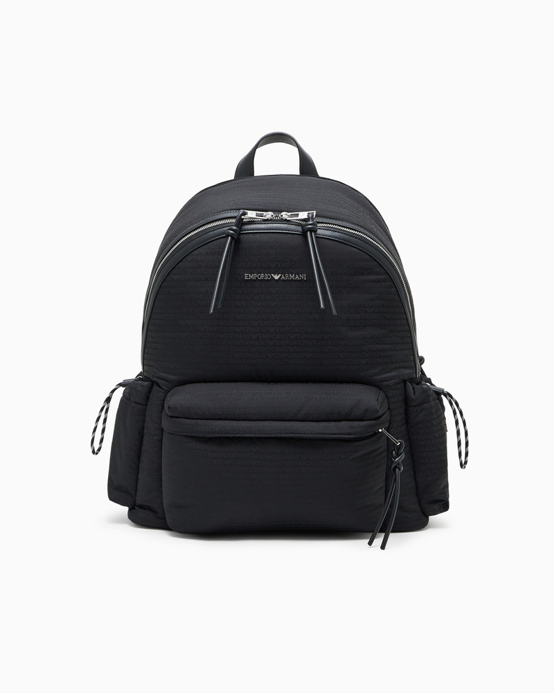 ROUND NYLON BACKPACK WITH MONOGRAM LETTERING 1