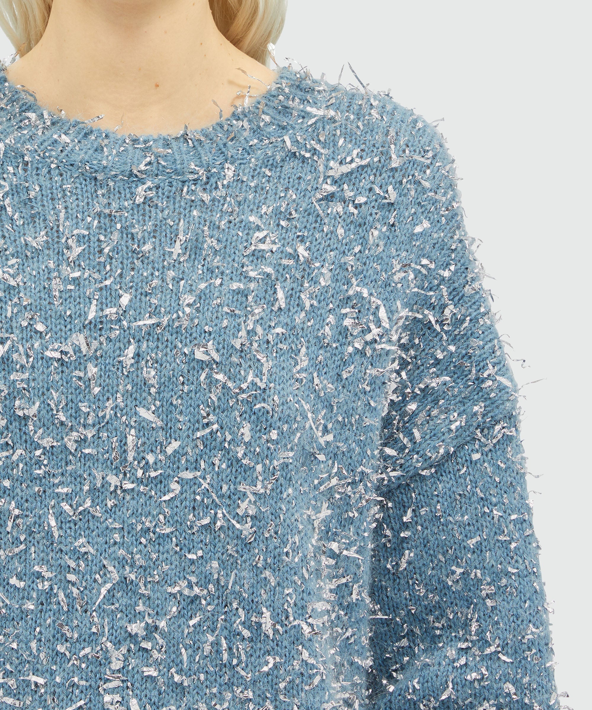 Blended wool and silver lamé thread sweater - 5