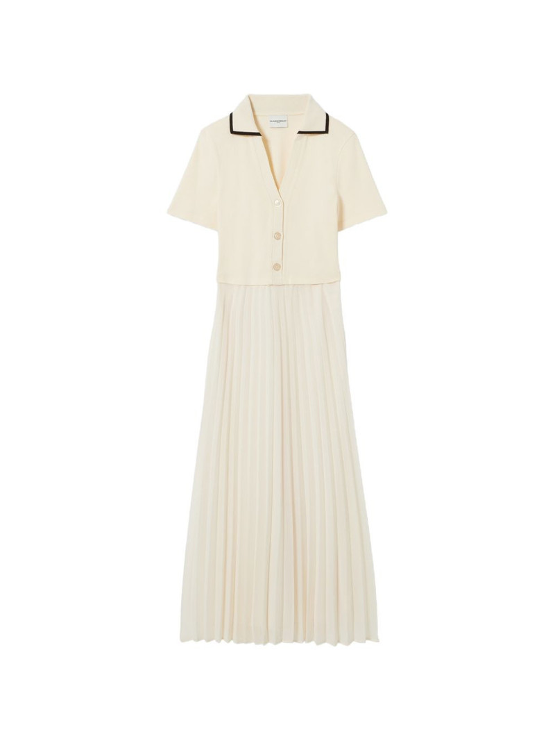 pleated ribbed-knit midi dress 1