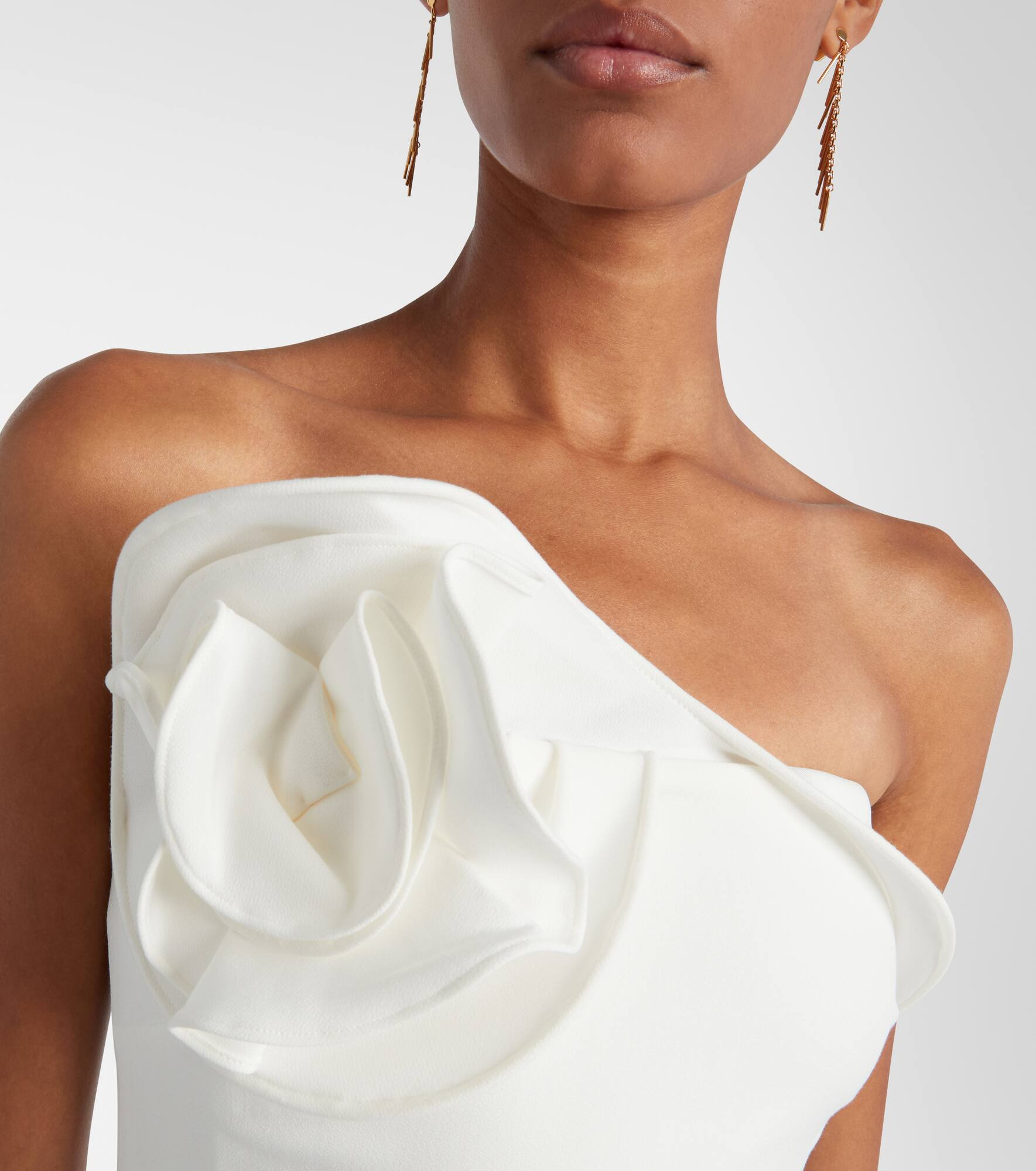 Floral-appliqué strapless crêpe top - 4
