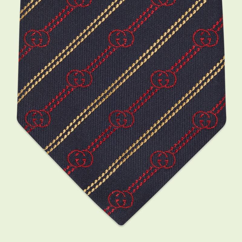 Interlocking G silk jacquard tie 4