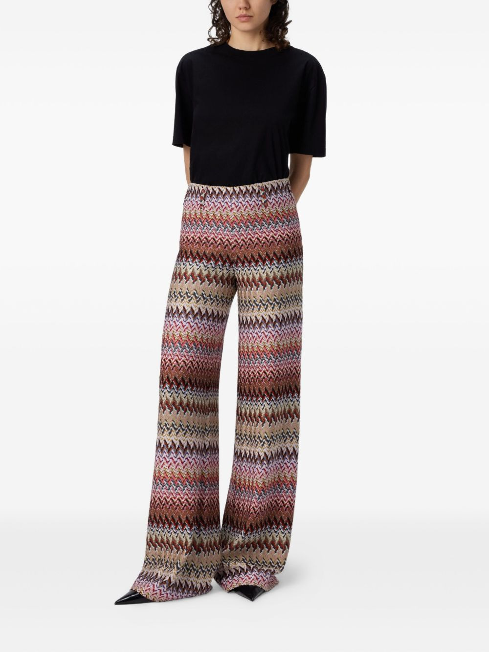 chevron-pattern trousers - 2