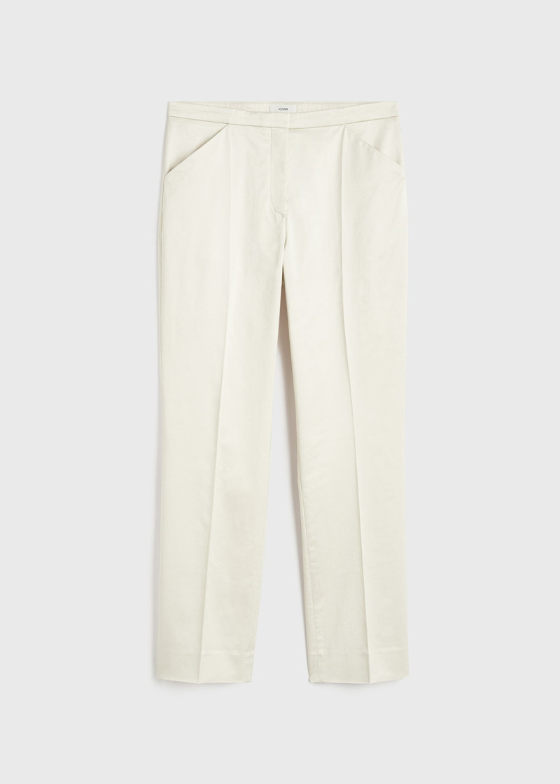 Cropped straight trousers ecru - 1
