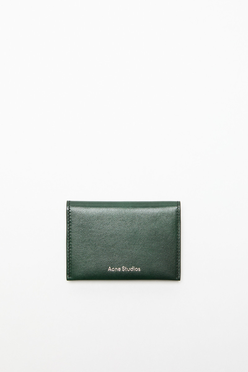 Folded leather wallet - Olive green 1
