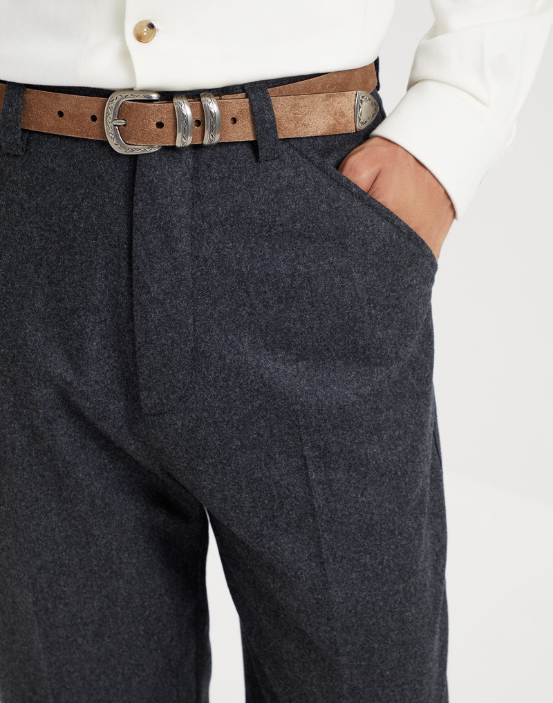 Virgin wool flannel leisure fit trousers 3