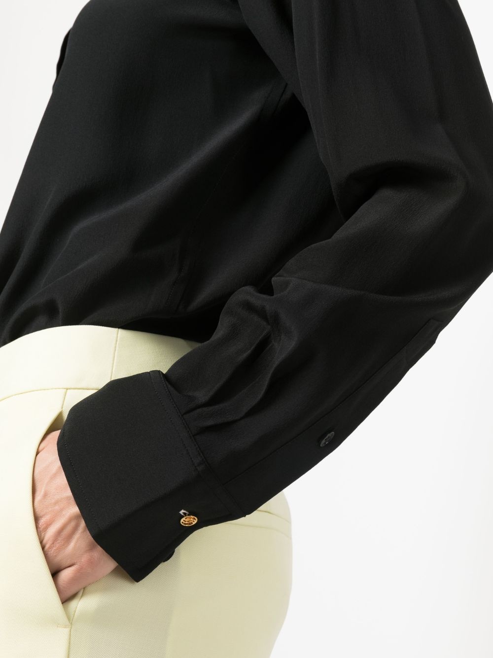 band-collar silk blouse - 5