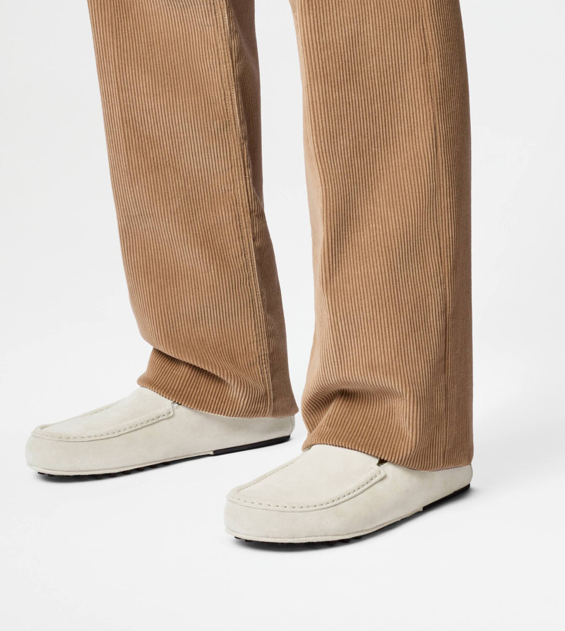 SLIPPER LOAFERS IN SUEDE - OFF WHITE 9