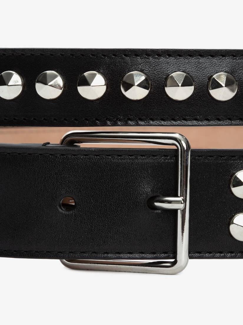 Studded Double Belt in Black - 3