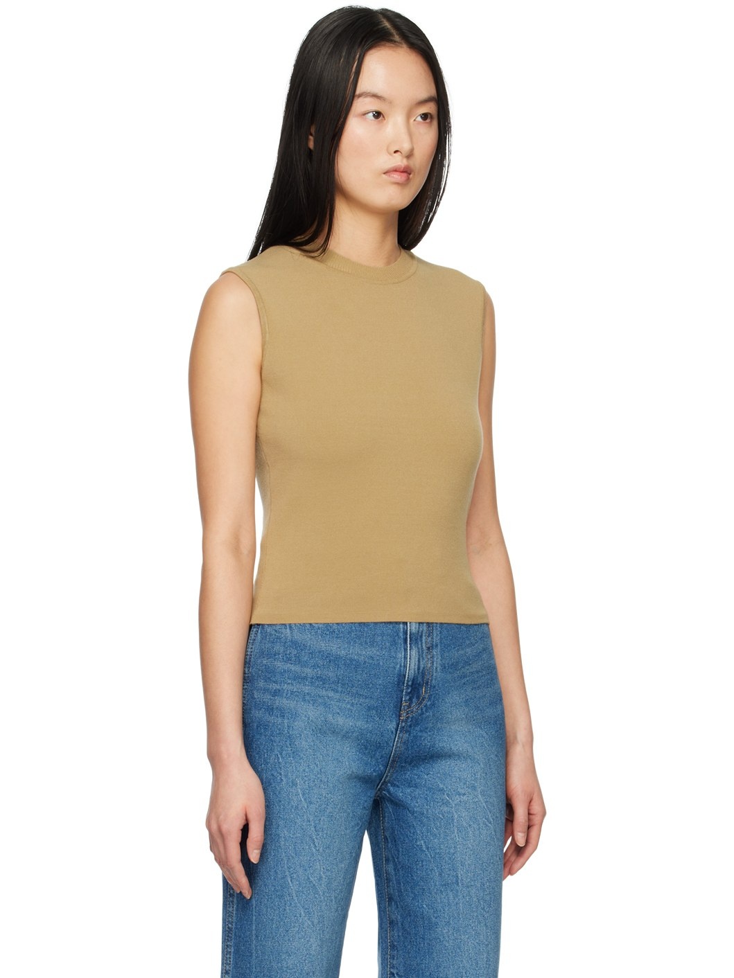 Khaki Crop Tank Top - 2