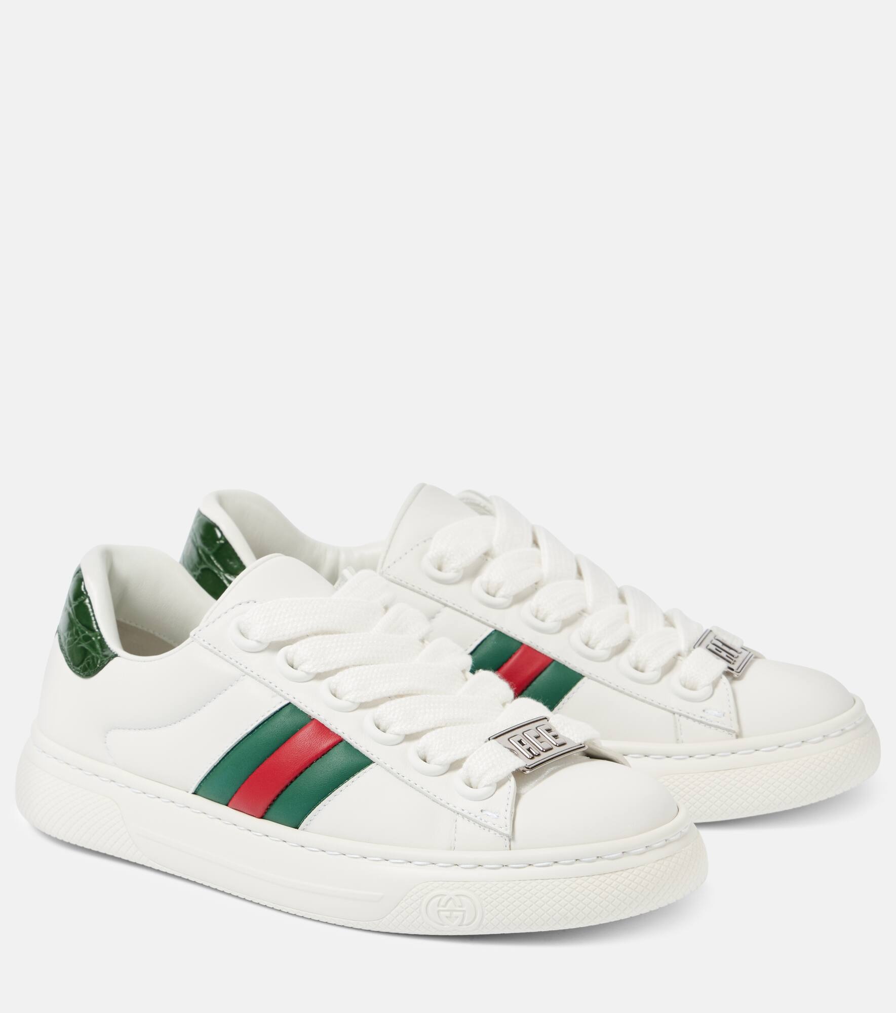 Ace Web Stripe leather sneakers - 1