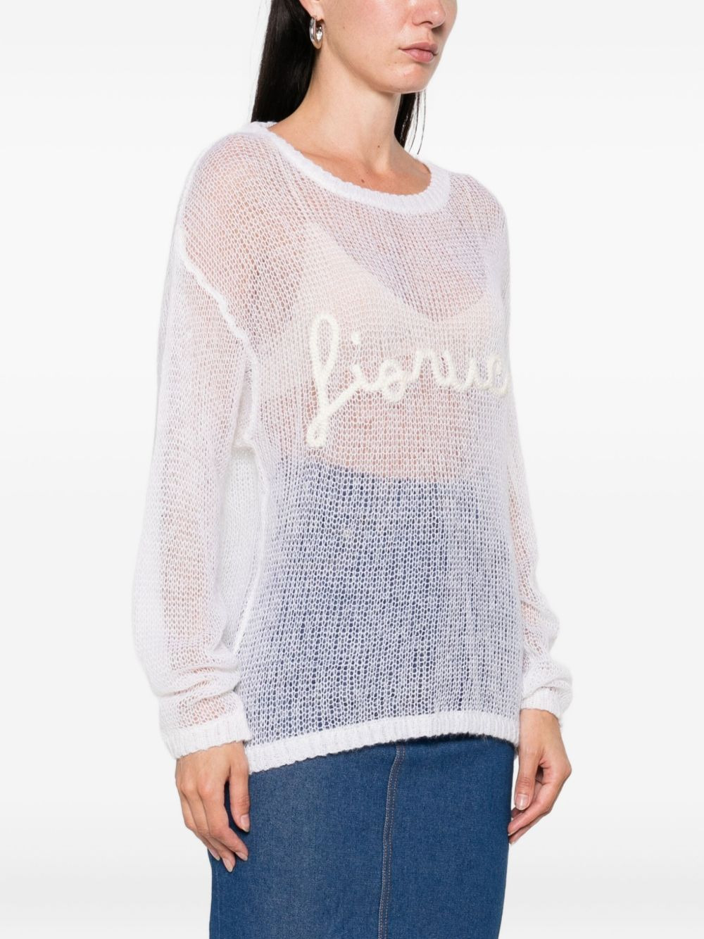 embroidered mesh sweater - 3
